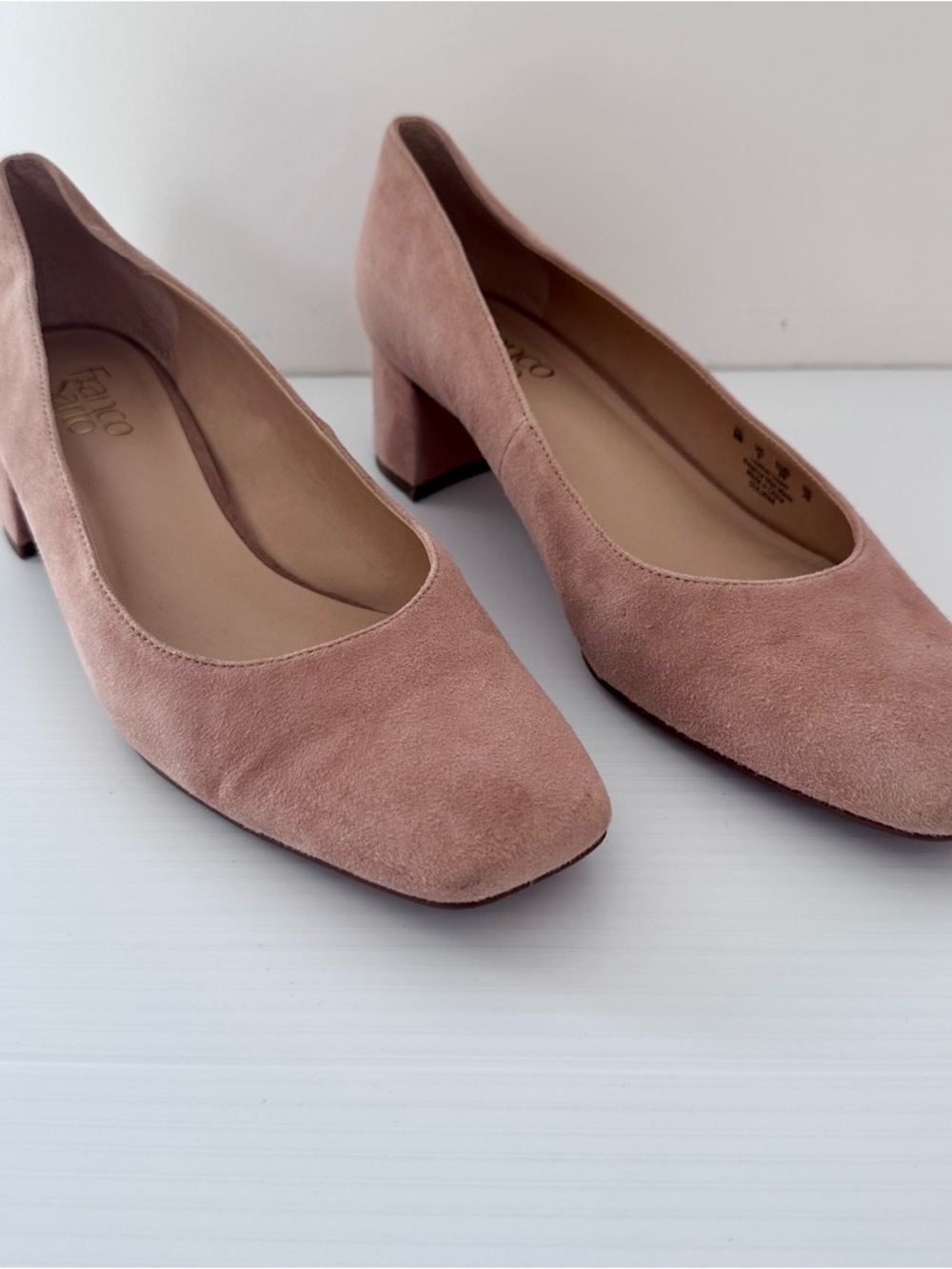 Franco Sarto Suede Square Heel Pumps in Dusty Rose Size 9 Women